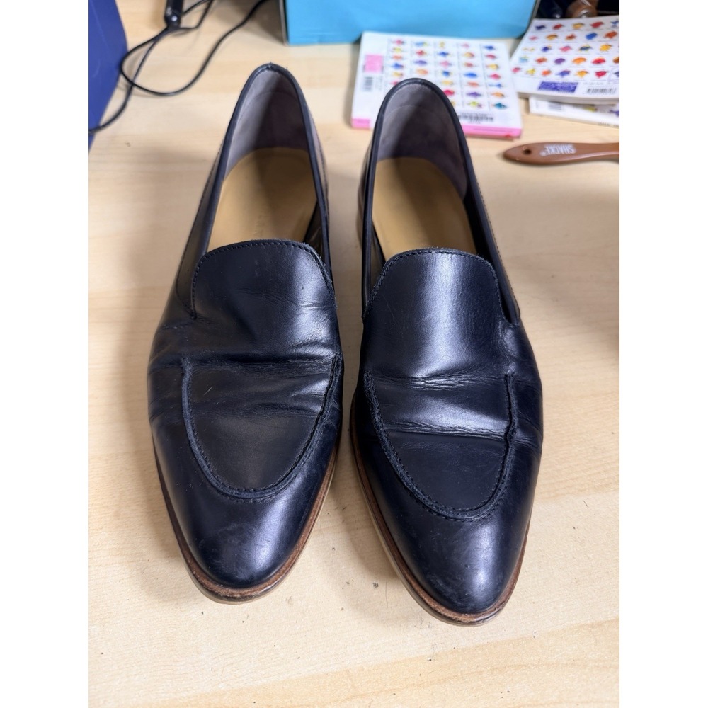 Everlane Womens The Modern Loafers Black Leather Pointed Toe Slip On 7.5
